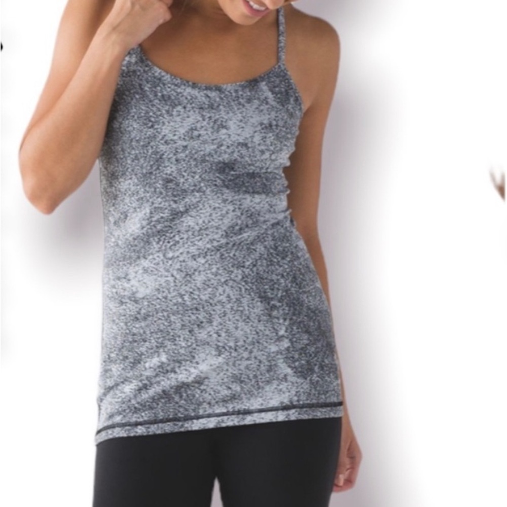 Lululemon Power Y Tank Luon Spray Black and White